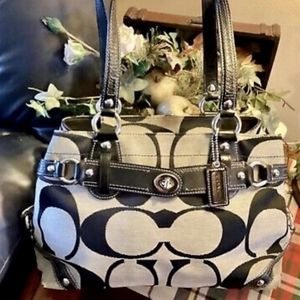 Coach Signature C Handbag With Black Leather Trim 13298 ☘️Bundle and Sav…